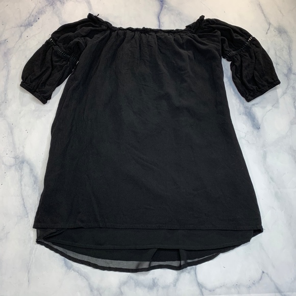 Lulu's Black White Embroidered Off Shoulder Blouse - Picture 4 of 8